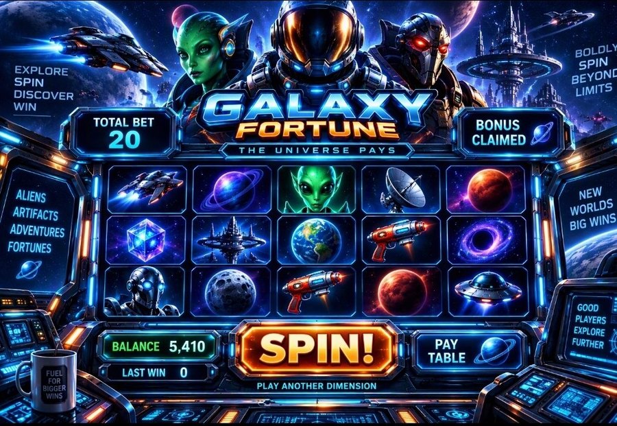 Nebula Captain slot machine — astronaut commander, alien and cyborg among the stars